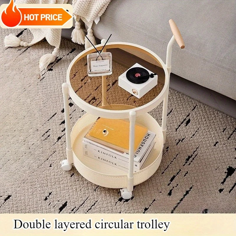 Premium snack cart removable glass cart side table living room sofa small coffee table light luxury bedroom bedside table