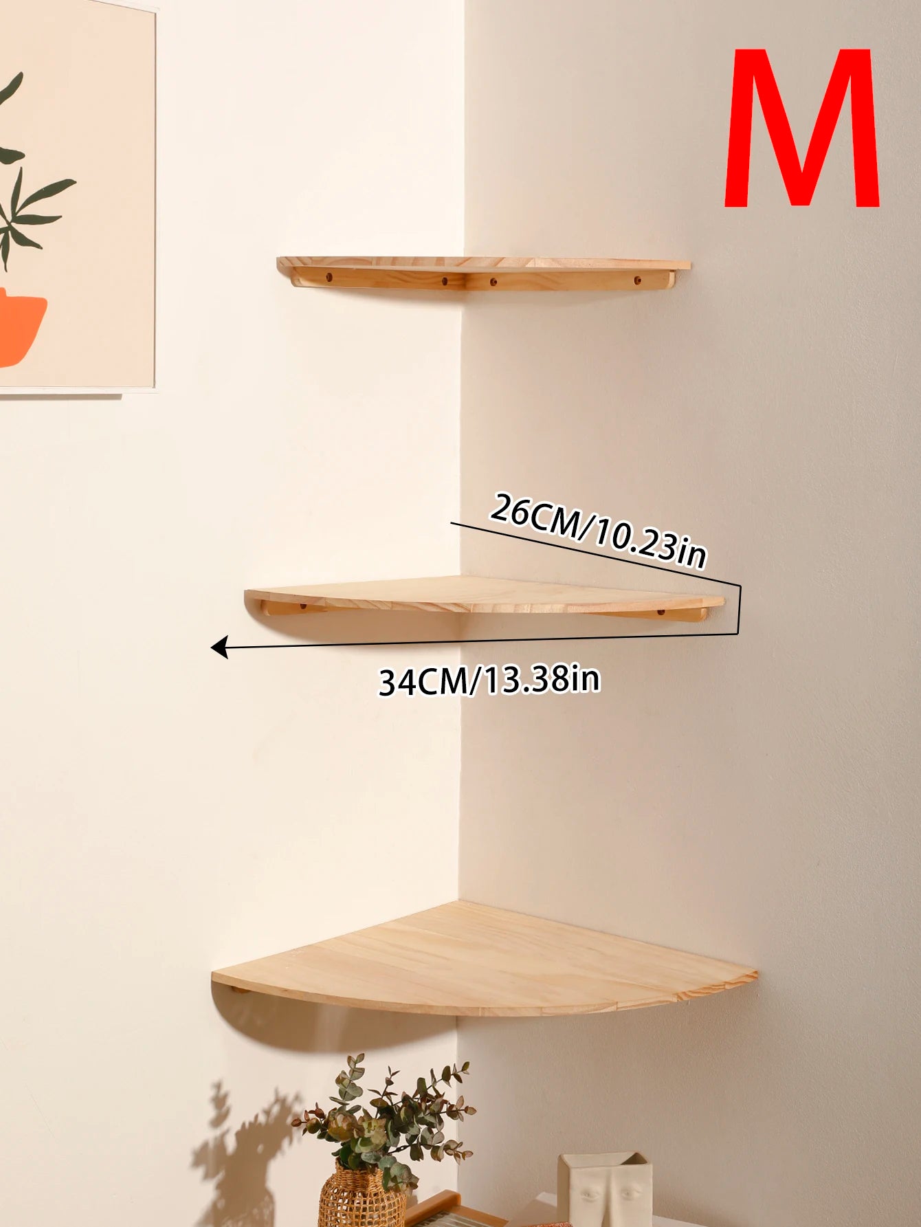 Corner Floating Wooden Shelves Wall Mounted