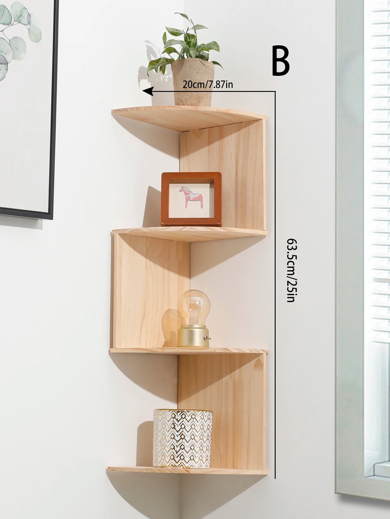 Corner Floating Wooden Shelves Wall Mounted