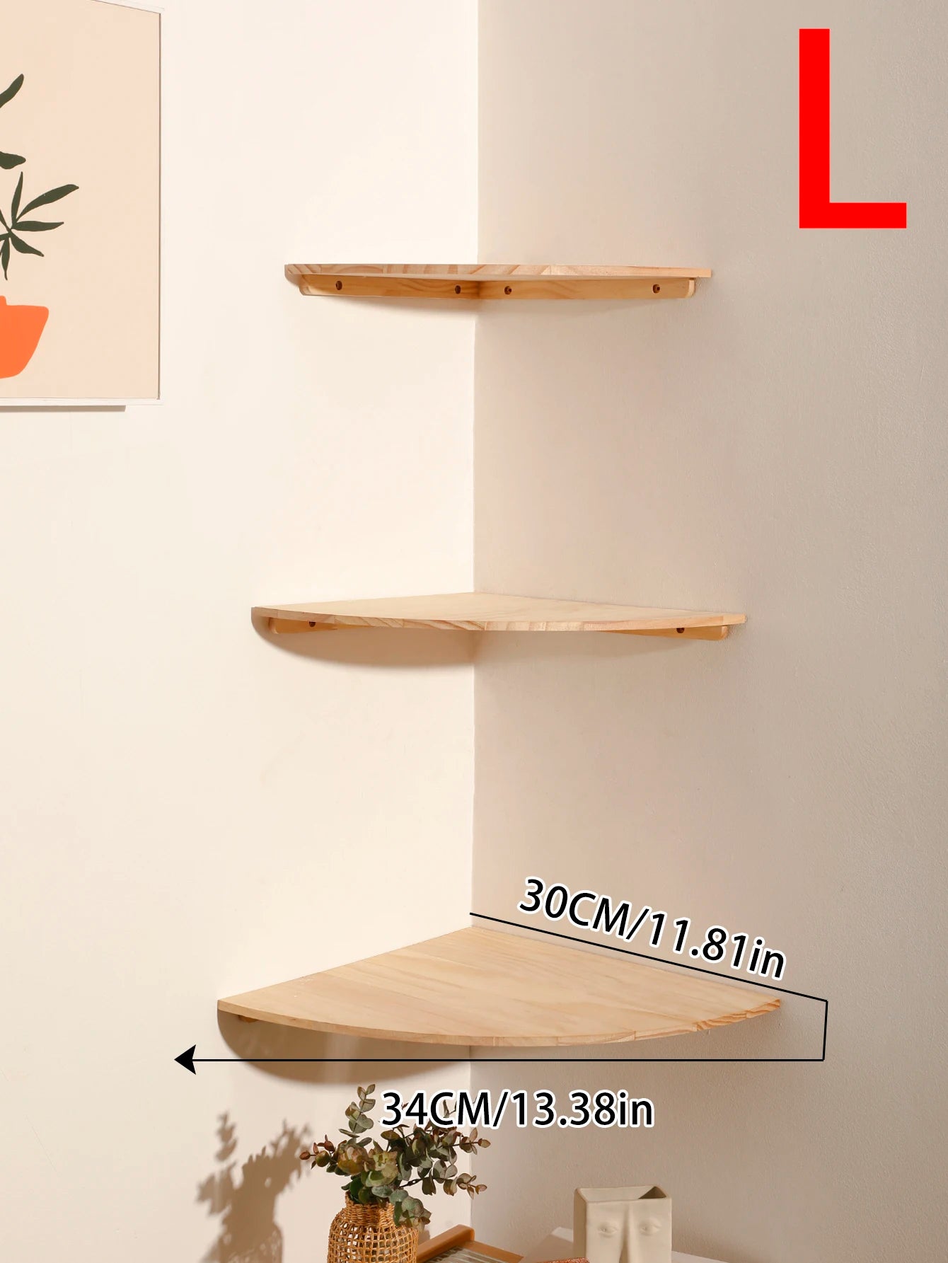 Corner Floating Wooden Shelves Wall Mounted