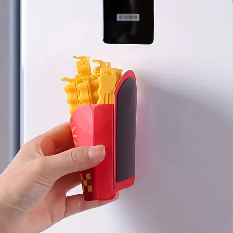 12PCS Simulated French Fry Sealing Clips, Refrigerator Adhesive Magnetic