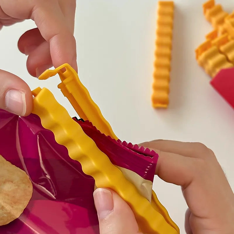 12PCS Simulated French Fry Sealing Clips, Refrigerator Adhesive Magnetic