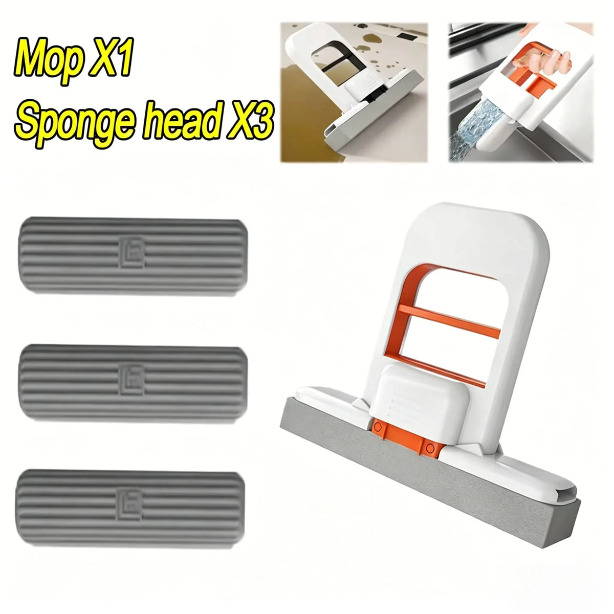 2/4pcs Self-Squeezing Sponge Mop