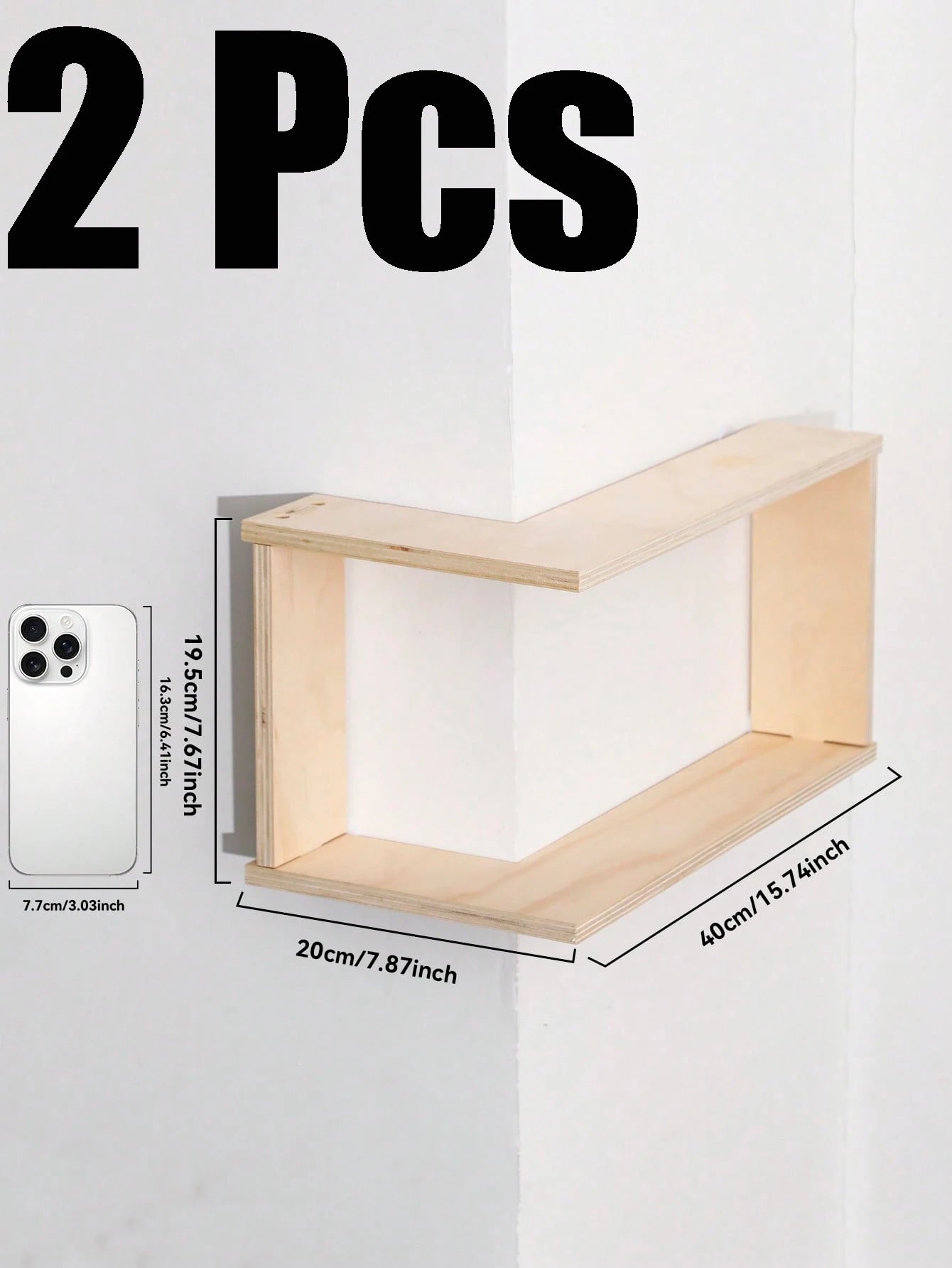 Corner Floating Wooden Shelves Wall Mounted