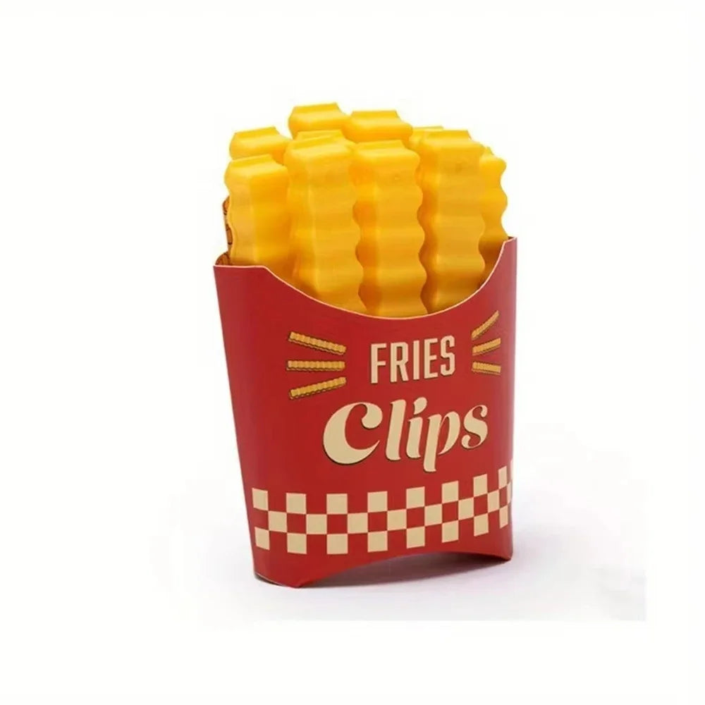12PCS Simulated French Fry Sealing Clips, Refrigerator Adhesive Magnetic