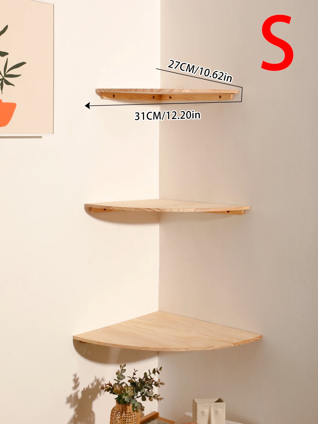 Corner Floating Wooden Shelves Wall Mounted