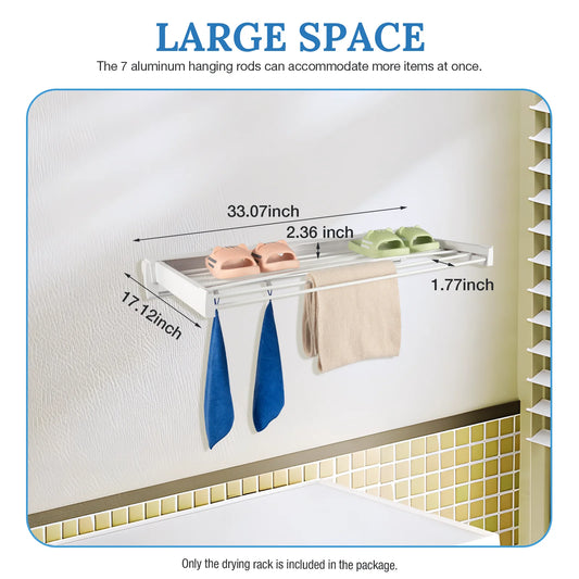 Wall Mount Retractable Clothes Drying Rack Foldable