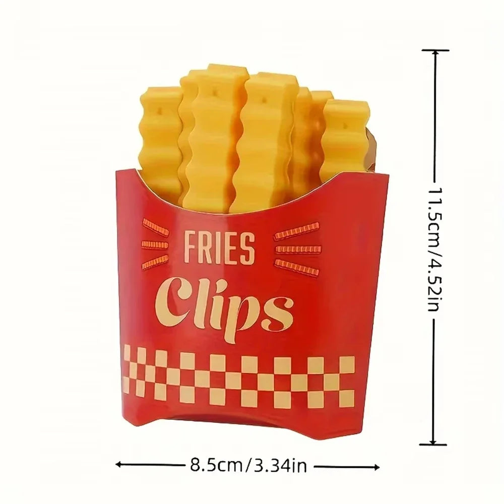 12PCS Simulated French Fry Sealing Clips, Refrigerator Adhesive Magnetic