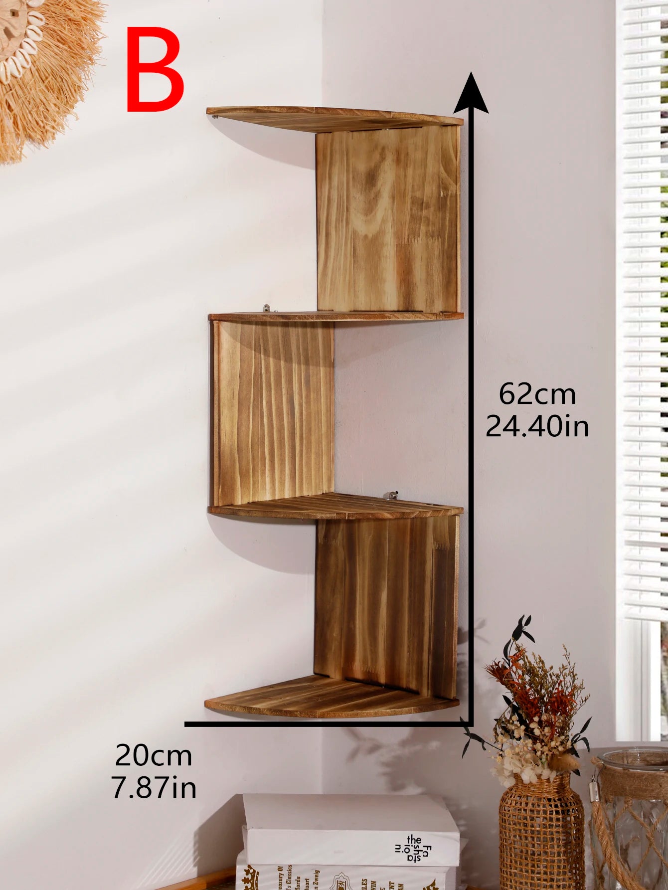 Corner Floating Wooden Shelves Wall Mounted