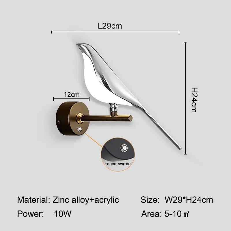 360° Rotatable Touch Switch Bird LED Wall Lights