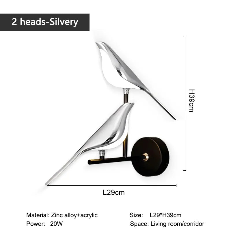 360° Rotatable Touch Switch Bird LED Wall Lights