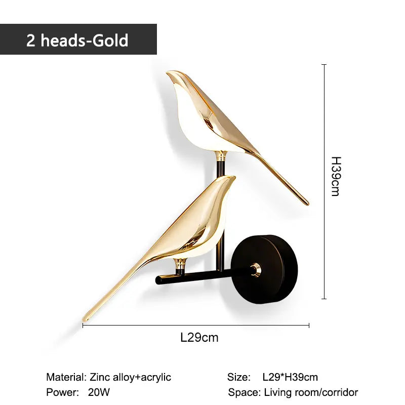 360° Rotatable Touch Switch Bird LED Wall Lights