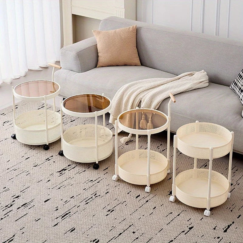 Premium snack cart removable glass cart side table living room sofa small coffee table light luxury bedroom bedside table