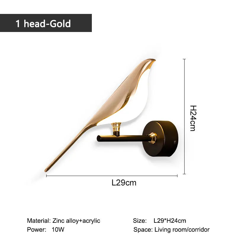360° Rotatable Touch Switch Bird LED Wall Lights