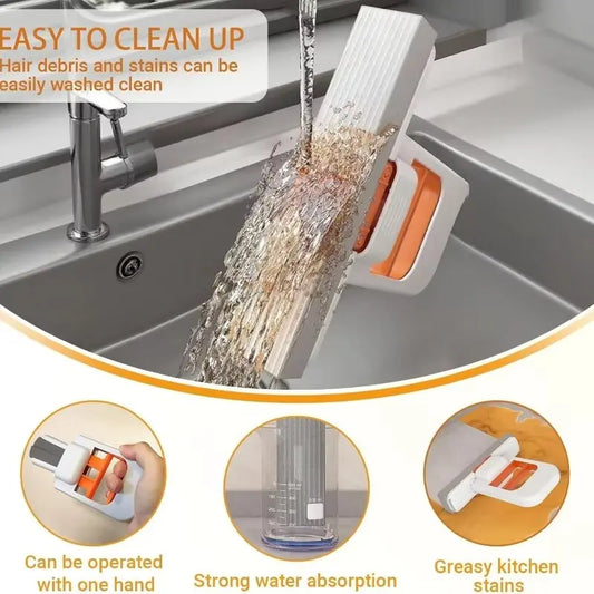 2/4pcs Self-Squeezing Sponge Mop
