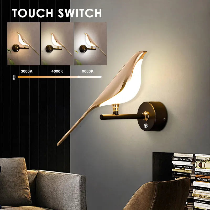 360° Rotatable Touch Switch Bird LED Wall Lights