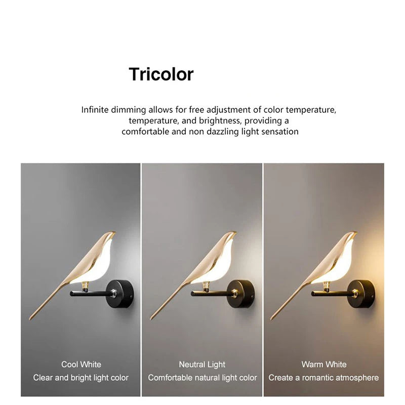 360° Rotatable Touch Switch Bird LED Wall Lights