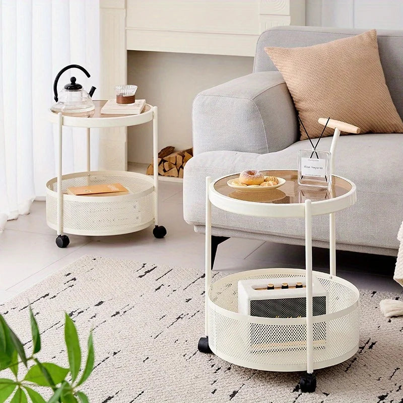Premium snack cart removable glass cart side table living room sofa small coffee table light luxury bedroom bedside table