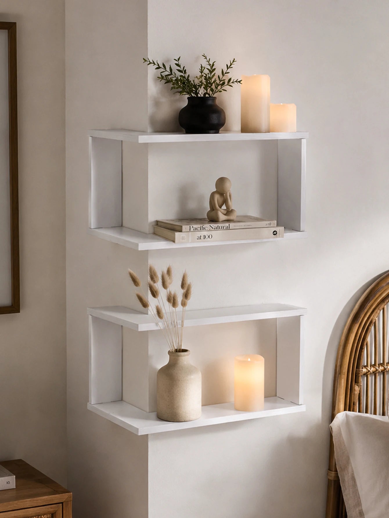 Corner Floating Wooden Shelves Wall Mounted