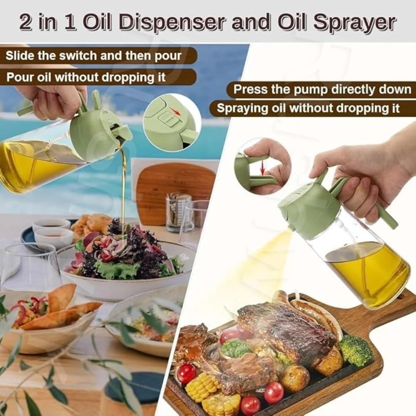 Olive Oil Dispenser,2in1 Oil Sprayer & Pourer
