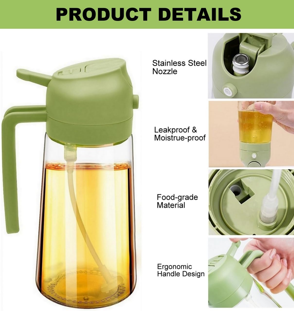 Olive Oil Dispenser,2in1 Oil Sprayer & Pourer